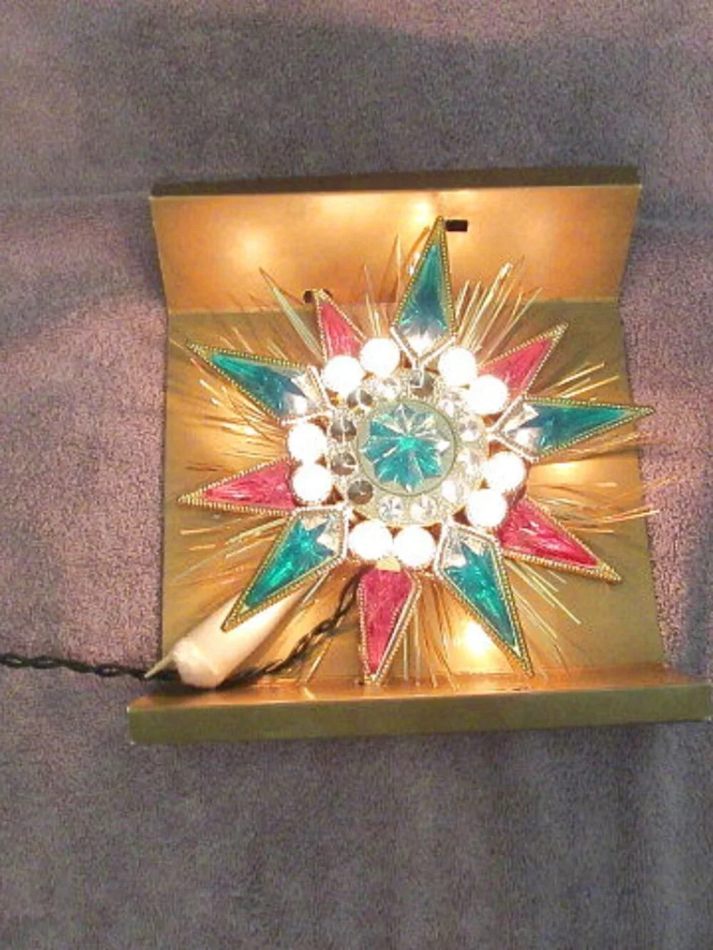 Vtg Jeweled Light Up Star Christmas Tree Topper NEW With Box GE Holiday Classics